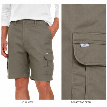 Men's Big & Tall Stretch Twill Cargo Shorts - 7-Pack Mixed Color Set - 9/10 Inch Inseam Utility Shorts