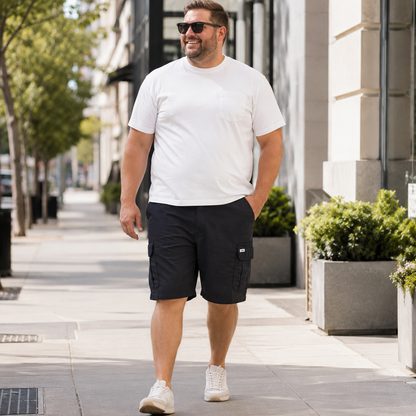 Men's Big & Tall Stretch Twill Cargo Shorts - 7-Pack Mixed Color Set - 9/10 Inch Inseam Utility Shorts