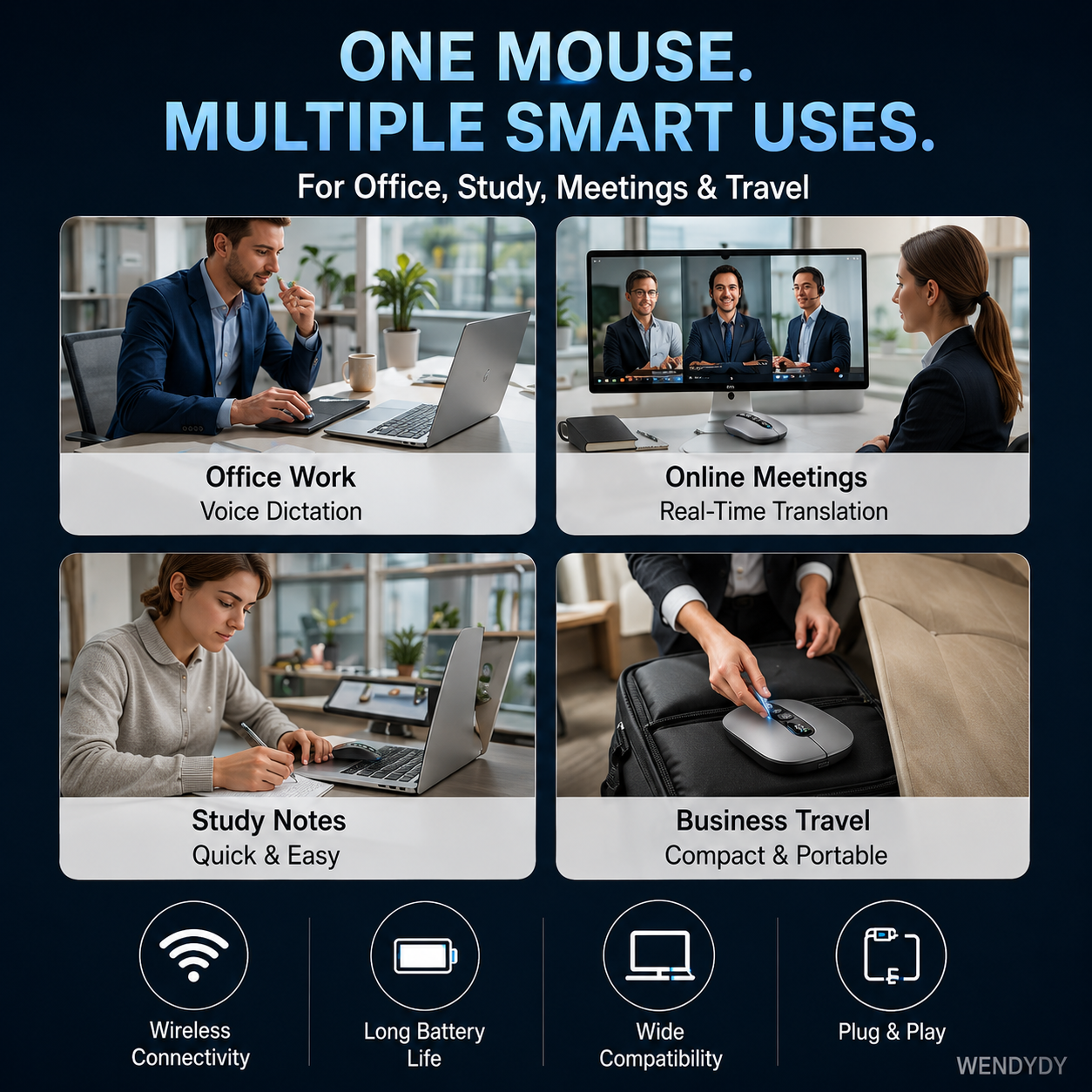 🖱️50% KORTING! 💥 Draadloze muis met AI-slimme spraakherkenning – 1600 woorden/min, vertaalhub, ergonomisch ✨