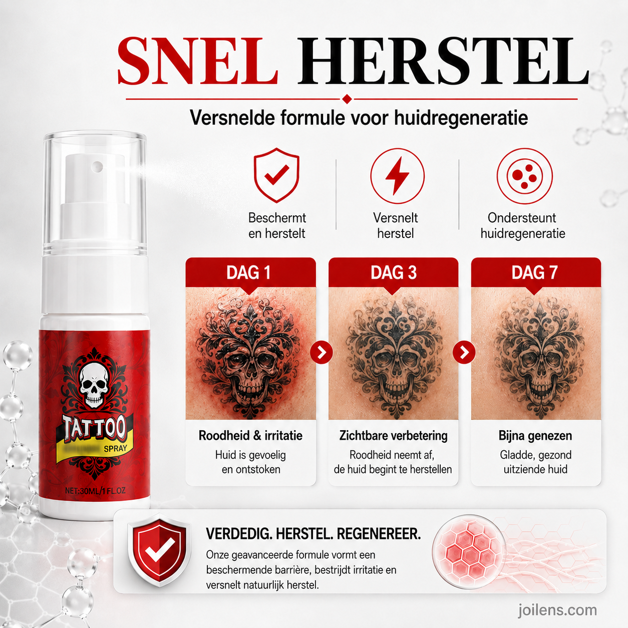 Hydraterende spray voor nazorg na een tatoeage