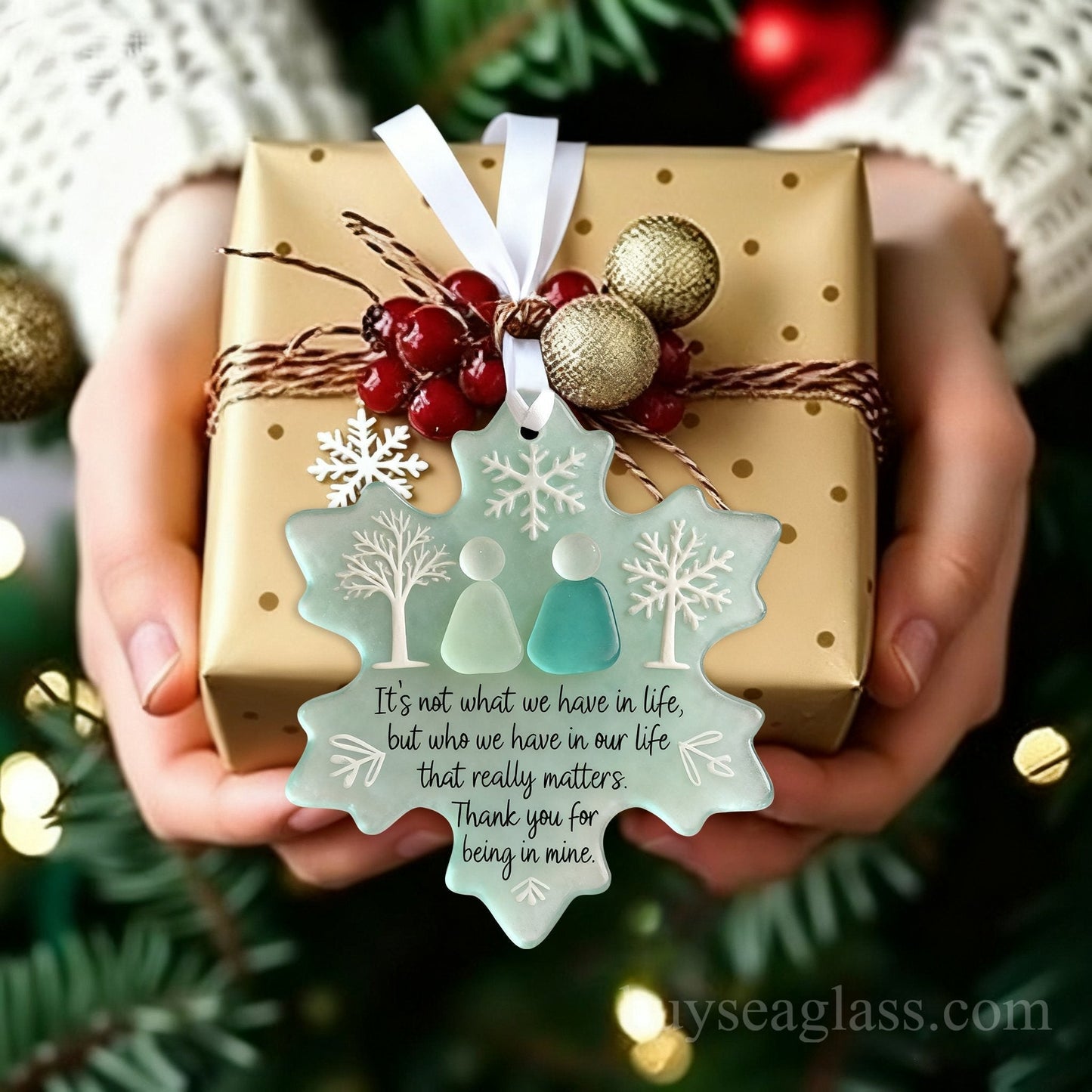 🌊Snowflake-Shaped Sea Glass Friendship Ornament