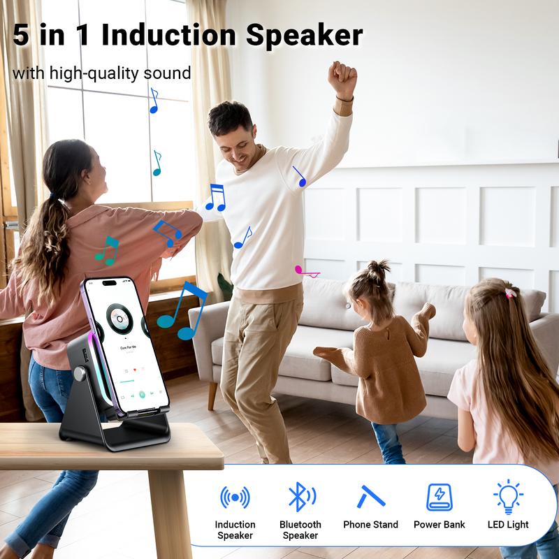 💎 5-IN-1 WIRELESS SPEAKER STAND! 💎 Induction Audio, Phone Holder & Ambient Light