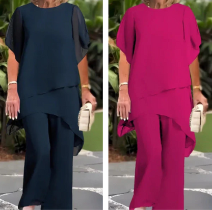 ✨ 47% KORTING – Charmante Set met Onregelmatige Top 👗 Elegante Wijde Broekset – Comfortabel & Perfect voor Lente
