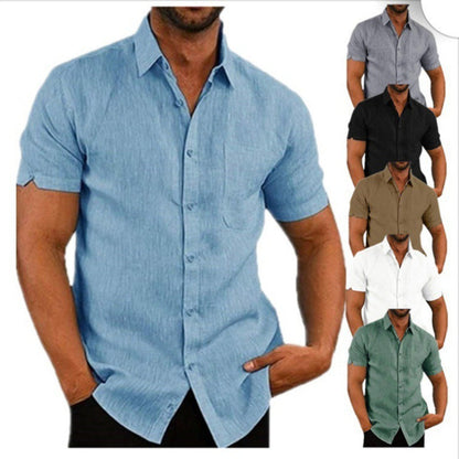 👔2026 Pop-up Shirt Men's Shirt With Solid Color Lapel And Short Sleeves– Lightweight & Breathable 🔥