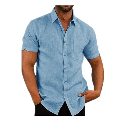👔2026 Pop-up Shirt Men's Shirt With Solid Color Lapel And Short Sleeves– Lightweight & Breathable 🔥