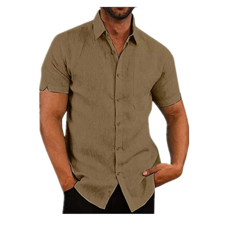 👔2026 Pop-up Shirt Men's Shirt With Solid Color Lapel And Short Sleeves– Lightweight & Breathable 🔥