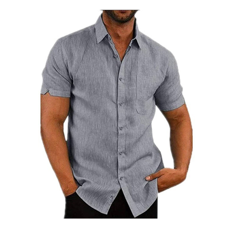 👔2026 Pop-up Shirt Men's Shirt With Solid Color Lapel And Short Sleeves– Lightweight & Breathable 🔥