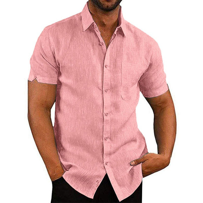 👔2026 Pop-up Shirt Men's Shirt With Solid Color Lapel And Short Sleeves– Lightweight & Breathable 🔥