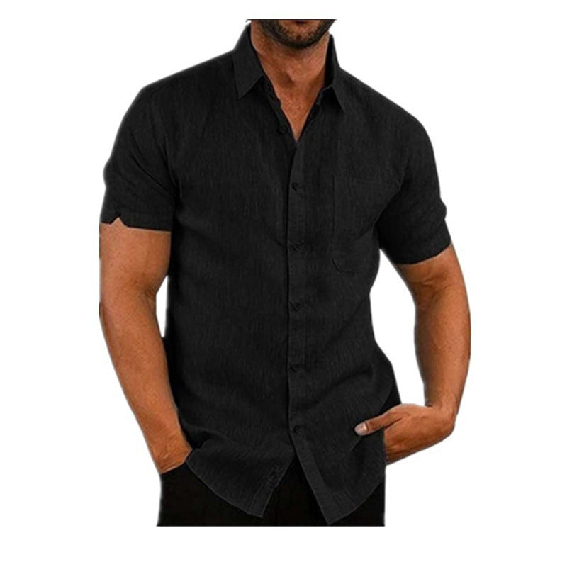 👔2026 Pop-up Shirt Men's Shirt With Solid Color Lapel And Short Sleeves– Lightweight & Breathable 🔥