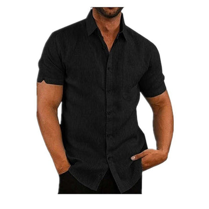 👔2026 Pop-up Shirt Men's Shirt With Solid Color Lapel And Short Sleeves– Lightweight & Breathable 🔥
