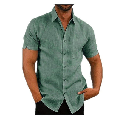👔2026 Pop-up Shirt Men's Shirt With Solid Color Lapel And Short Sleeves– Lightweight & Breathable 🔥