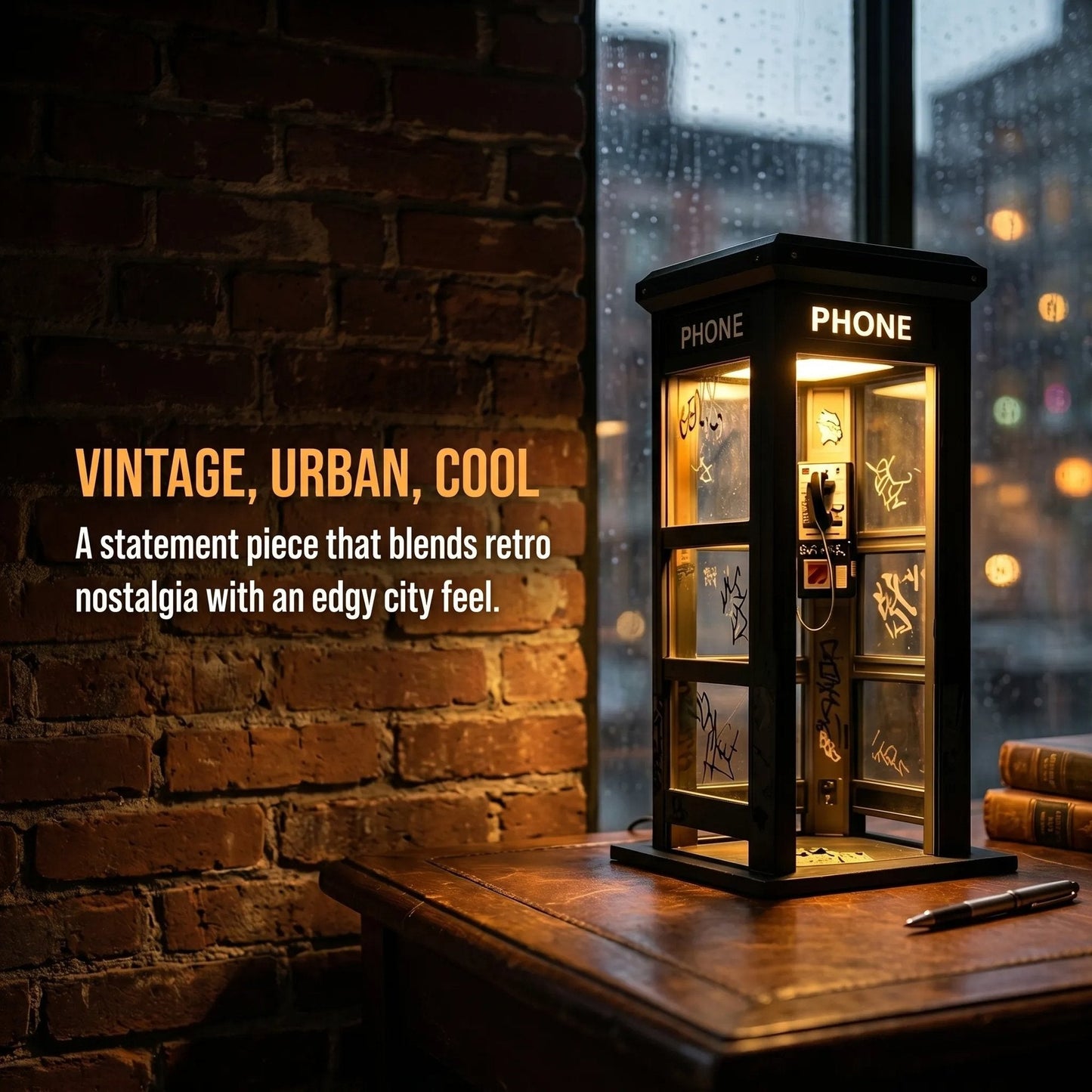 ✨ Vintage telefooncel-sfeerlamp