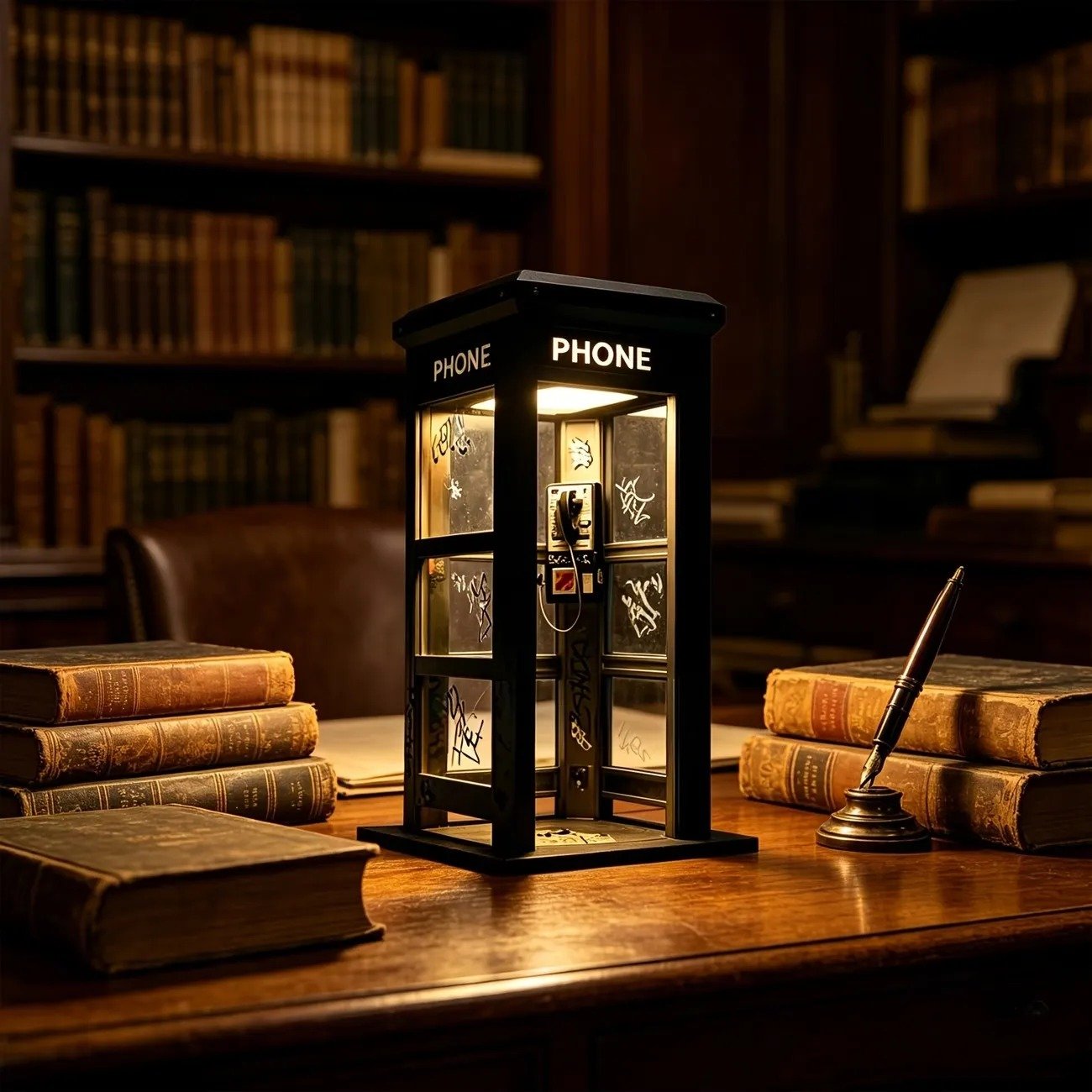 ✨ Vintage telefooncel-sfeerlamp