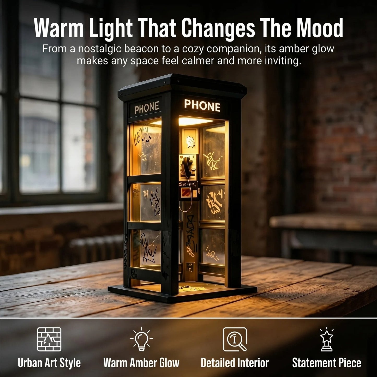 ✨ Vintage telefooncel-sfeerlamp