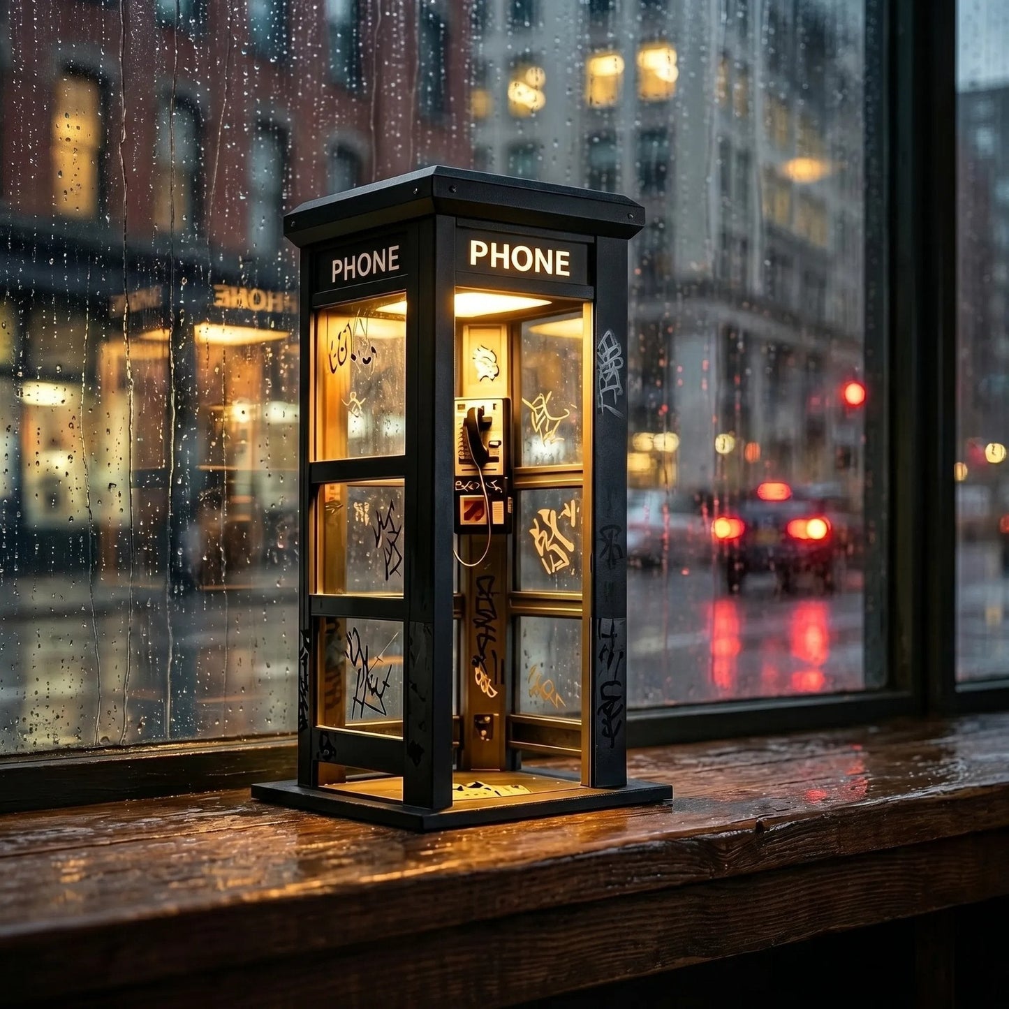 ✨ Vintage telefooncel-sfeerlamp