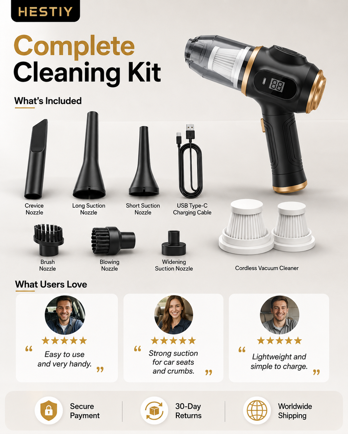 🚗🛡️ LIMITED-TIME 50% OFF! Cordless 4-in-1 Portable Car Vacuum Cleaner Set