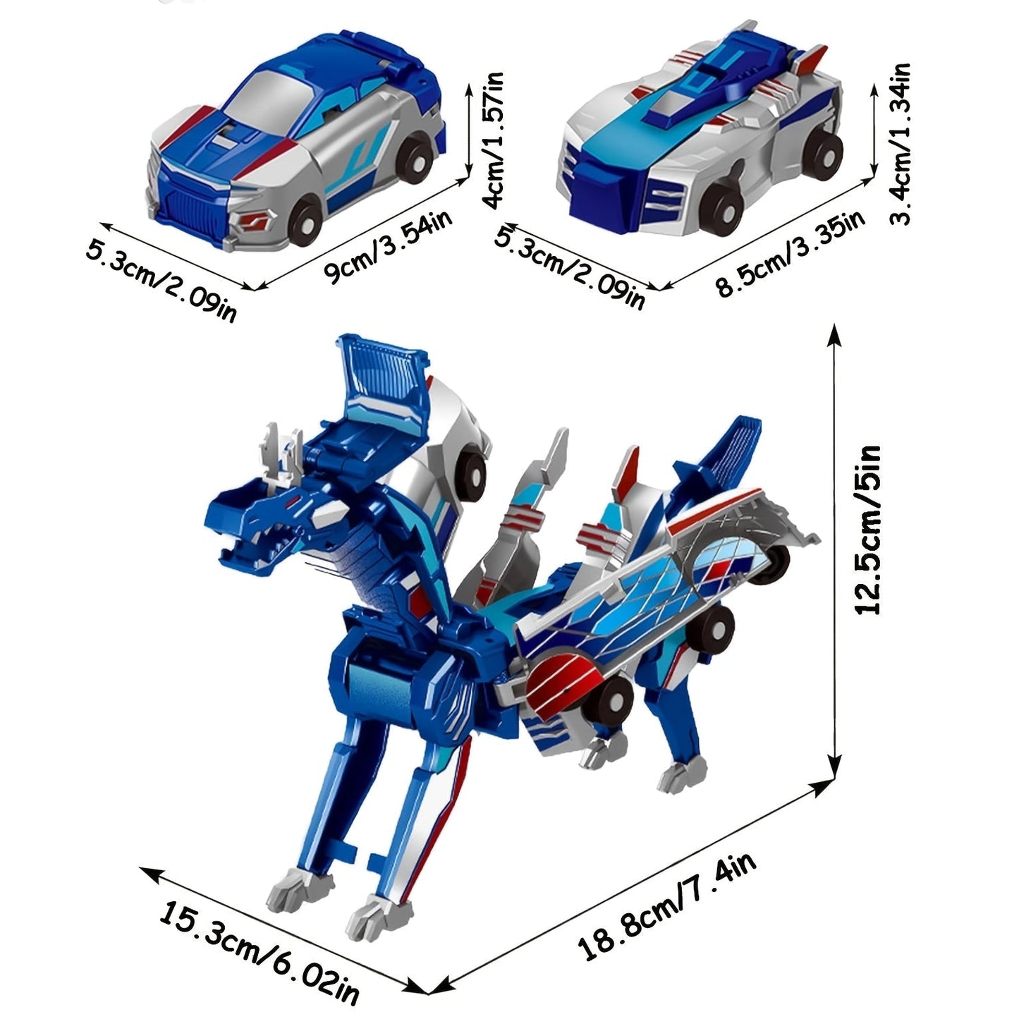 ⛄2-in-1 Transforming Race Car Dinosaur Automatic Transforming Toy