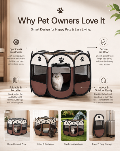 🔥 50% OFF 🐾 Summer Pet Portable Playpen – Breathable Mesh, Foldable Design & Indoor/Outdoor Comfort ✨