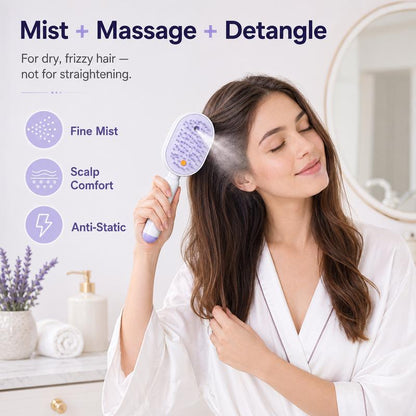 💖LAST DAY SALE 50% OFF💁‍♀️✨Electric Spray Air Cushion Massage Comb💨| Self-Cleaning Anti-Tangle ✨ | Perfect for Dry, Brittle Hair 💧🌟