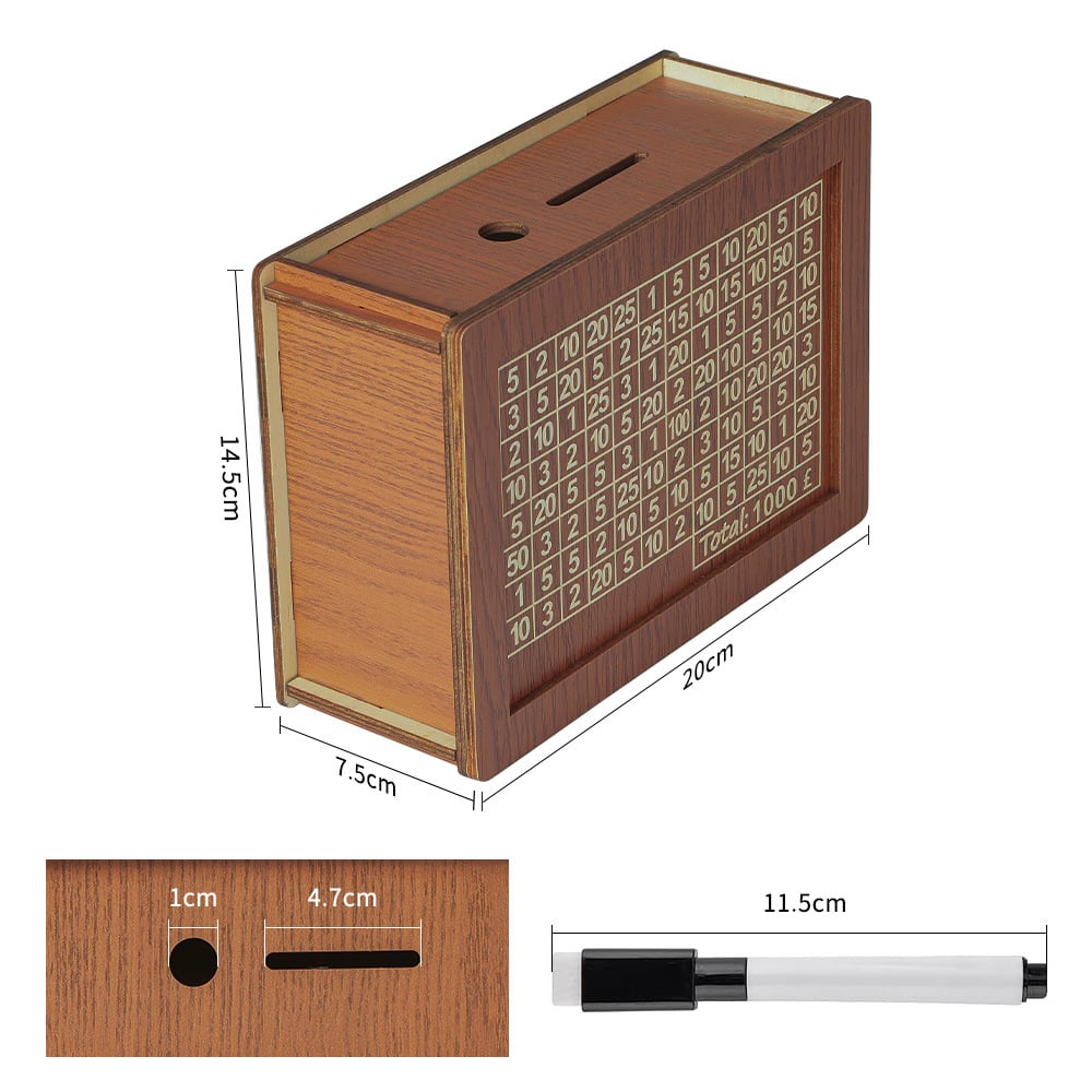 🔥Retro Style Wooden Money Box with Counter Piggy Bank Handmade Saving Money Goal Piggy Bank