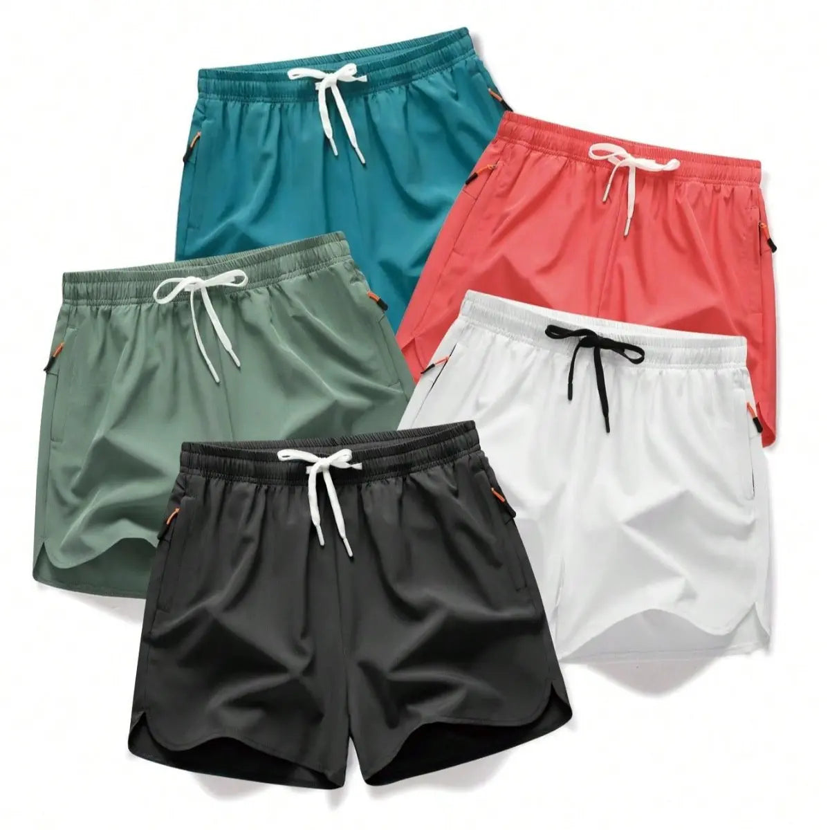 Men's Drawstring Zipper Pocket Shorts