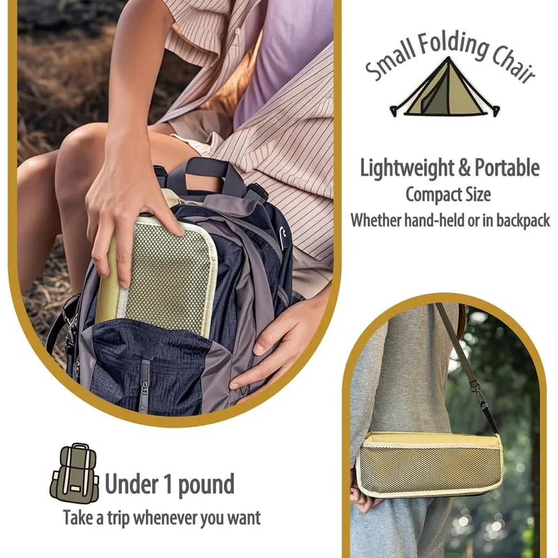 🌞Fris De Lente In Met 50% Korting!🔥Ultralicht Opvouwbaar Krukje (700g) | Slim Design met Geïntegreerde Draagtas | Draagt tot 120kg | Perfect voor Camping, Wandelen & Festivals