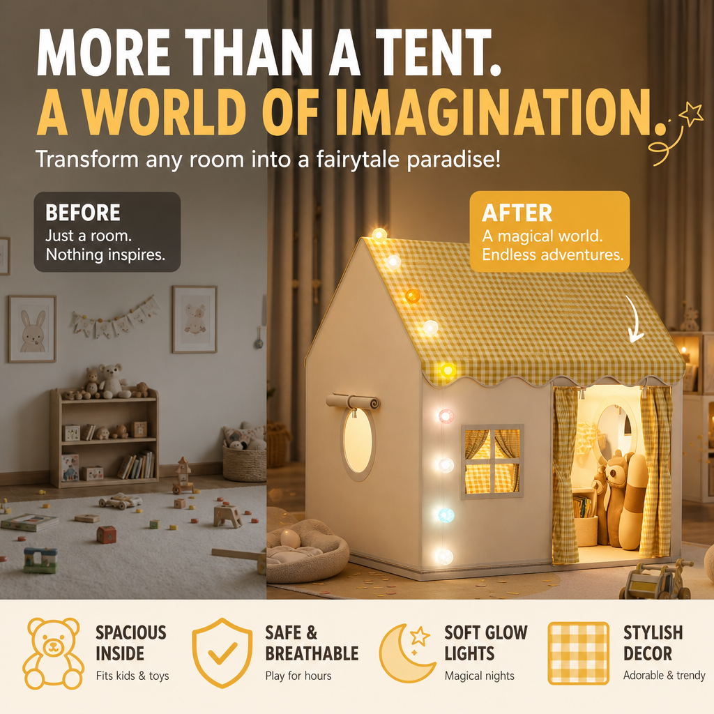 🏰 50% OFF NOW! ⏰ Children's Play Tent Castle – Spacious & easy to set up – Breathable fabric, perfect for indoor or outdoor fun – encourages imaginative play ✨🧸