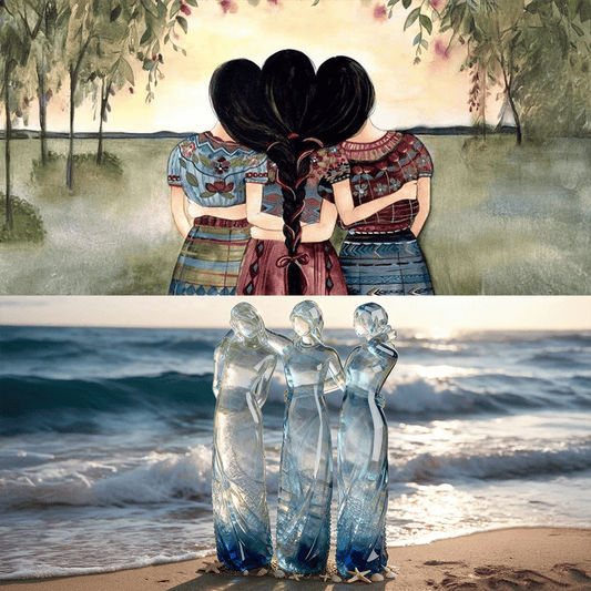 👩🏻‍🤝‍👩🏻Sisters by My Side, Celebrates Friendships Three Sisters Sculpture🎁Thanksgiving Day, Christmas, birthday gifts