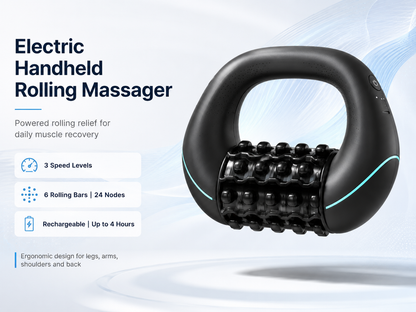 🔥 50% OFF 💆 Electric Handheld Rolling Massager – 3 Speeds, 24 Massage Nodes & Rechargeable Relief
