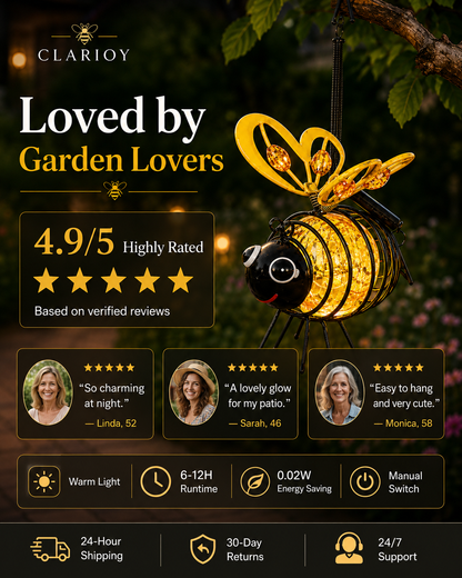 ⏰🔥LIMITED TIME 50% OFF!🔥50K+ SOLD!   🐝Outdoor Hanging Solar Bee Light - Perfect Gift For Plant Lovers Moms Or Literally Anyone Who Smiles❤️