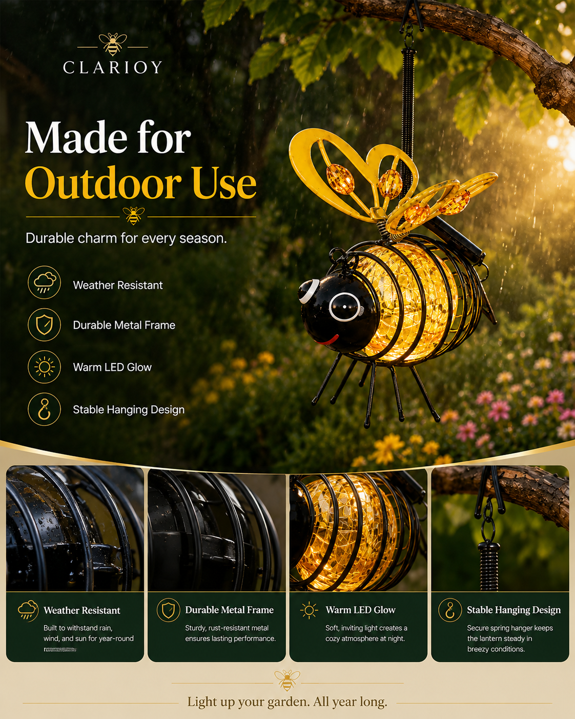 ⏰🔥LIMITED TIME 50% OFF!🔥50K+ SOLD!   🐝Outdoor Hanging Solar Bee Light - Perfect Gift For Plant Lovers Moms Or Literally Anyone Who Smiles❤️