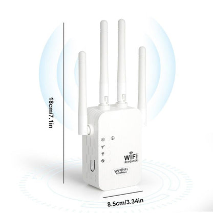 🎁Laatste dag aanbieding 50% 🔥WiFi-versterker 2025, 1200 Mbps dual-band (5 GHz/2,4 GHz) signaalversterker, dekt 930 m² en 50 apparaten, repeater met ethernetpoort voor thuis, cadeaus