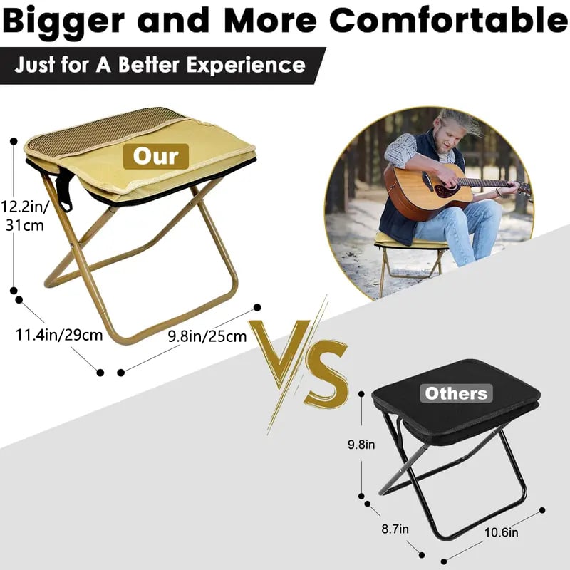 🌞Fris De Lente In Met 50% Korting!🔥Ultralicht Opvouwbaar Krukje (700g) | Slim Design met Geïntegreerde Draagtas | Draagt tot 120kg | Perfect voor Camping, Wandelen & Festivals