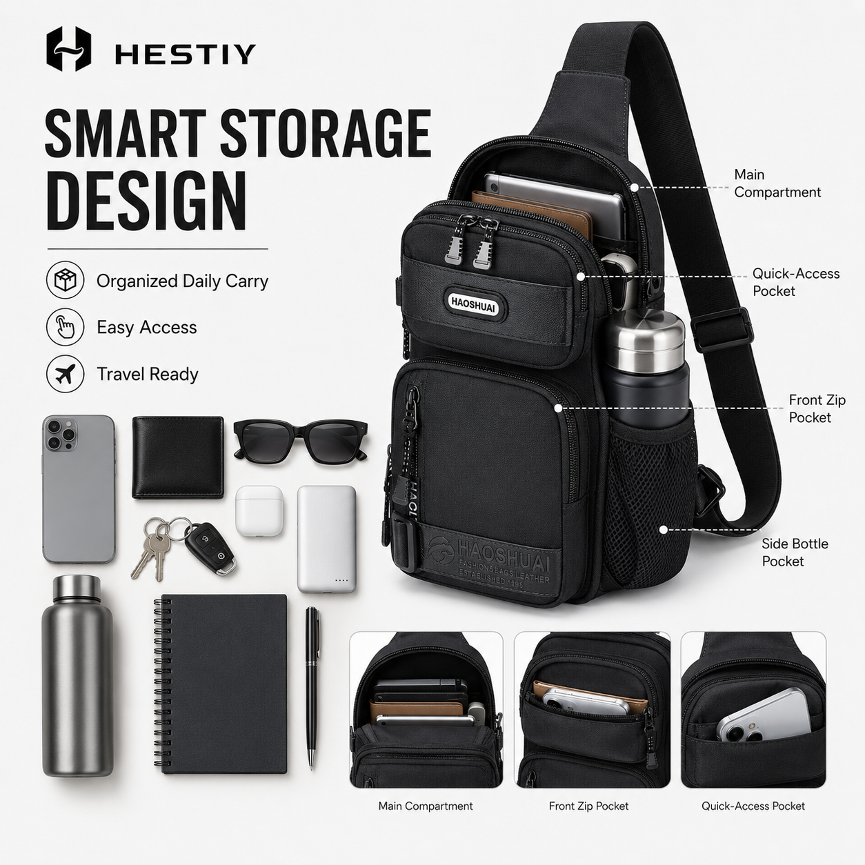 💼Hot Sale 50% OFF! 🔥 2026 Adjustable Oxford Cloth Casual Chest Bag – Stylish & Durable ✨
