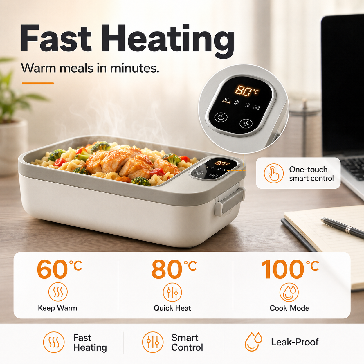 📢📢50% off now！🍱⚡ Portable electric lunch box with self-heating 🔋🌡️