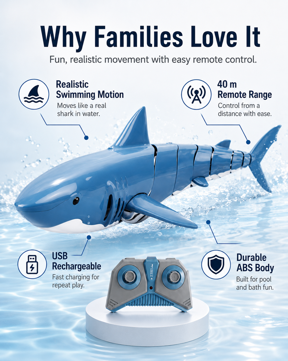 🦈 50% OFF NOW! 🥳 2.4G Remote-Controlled Shark – 50K+ SOLD! – Smooth swimming, rechargeable & durable – perfect for pool or bath – fun aquatic action 🌊