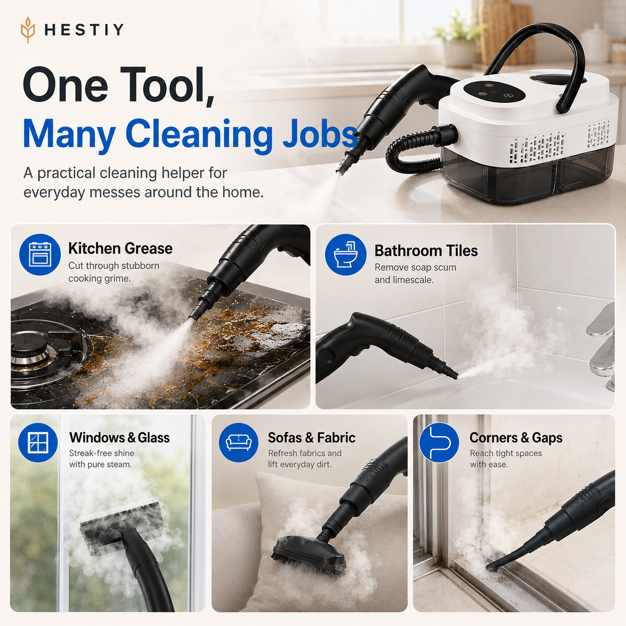 🥳HOT SALE💞50K+ SOLD!📢⏰ 50% OFF!💞Multifunctional High-Temperature Steam Cleaner for Home