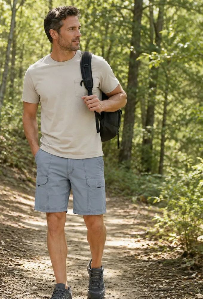 Men's Canvas Utility Hiker Shorts 6-Pack Mixed Color Set - 8-Inch Cotton Cargo Shorts