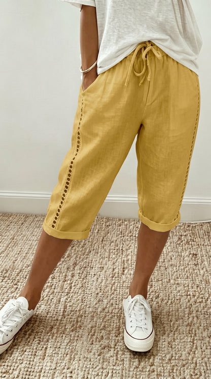 ☀️👖 Zomerbroek in caprilengte voor dames met kanten details 🧵🌸