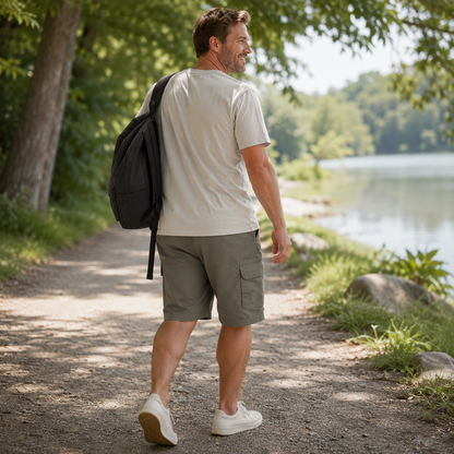 Men's Big & Tall Stretch Twill Cargo Shorts - 7-Pack Mixed Color Set - 9/10 Inch Inseam Utility Shorts