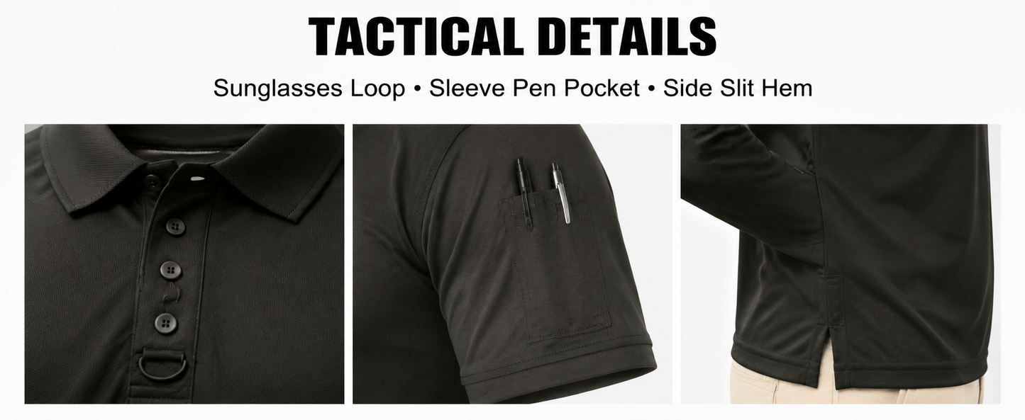 Men's Quick-Dry Tactical Performance Polo Shirts 7-Pack & 14-Pack Set - Short Sleeve Outdoor Work Shirts