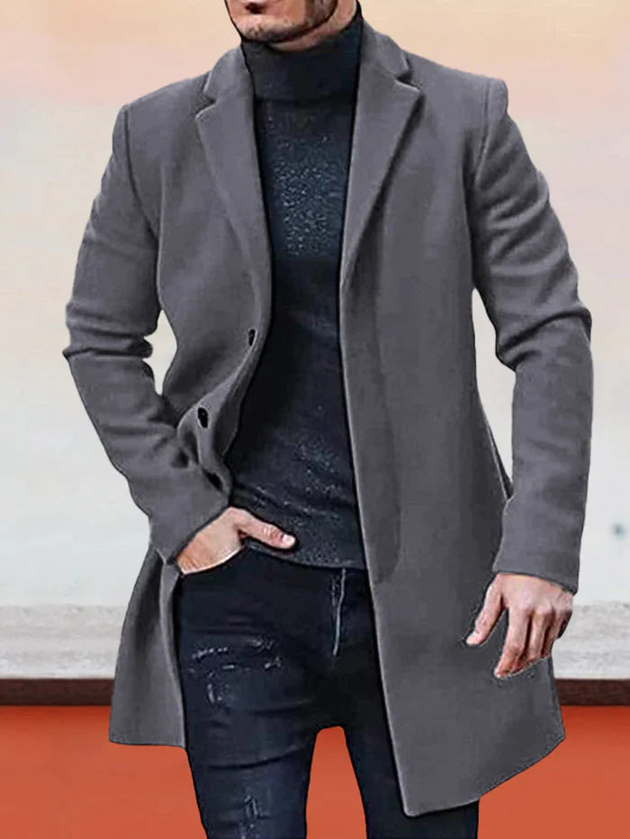 👔 Men's Classic Single Row Buckle Solid Color Jacket - Timeless Daily Essential