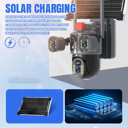 🎥 Triple-Lens Solar 360° Dome Camera✈️ free shipping