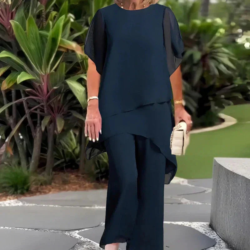 ✨ 47% KORTING – Charmante Set met Onregelmatige Top 👗 Elegante Wijde Broekset – Comfortabel & Perfect voor Lente