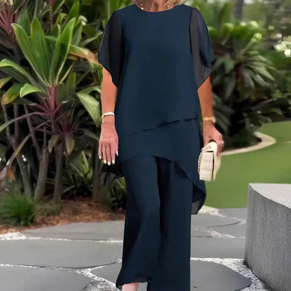 ✨ 47% KORTING – Charmante Set met Onregelmatige Top 👗 Elegante Wijde Broekset – Comfortabel & Perfect voor Lente
