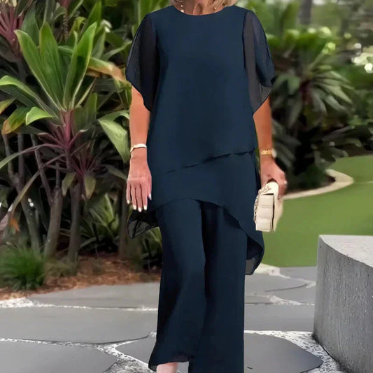 ✨ 47% KORTING – Charmante Set met Onregelmatige Top 👗 Elegante Wijde Broekset – Comfortabel & Perfect voor Lente