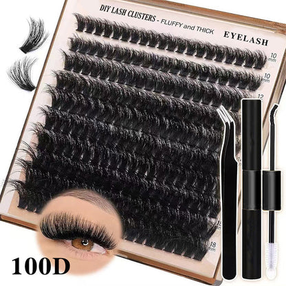 Pluizige DIY krullende wimperclusters