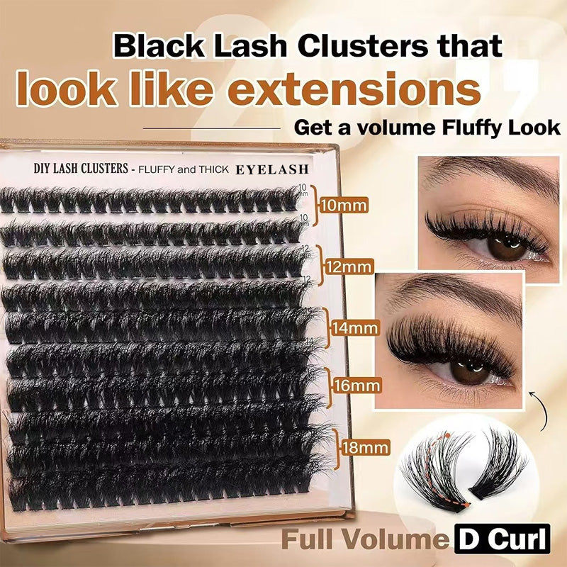 Pluizige DIY krullende wimperclusters