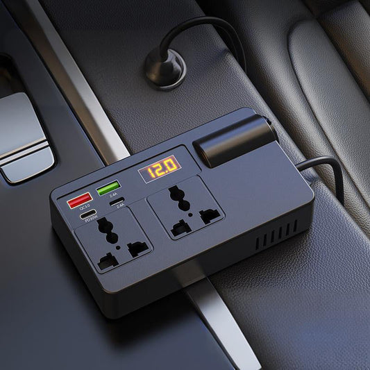 ⚡🔋Draagbare auto-omvormer 12V/24V naar 220V met digitaal display