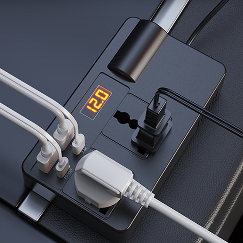 ⚡🔋Draagbare auto-omvormer 12V/24V naar 220V met digitaal display